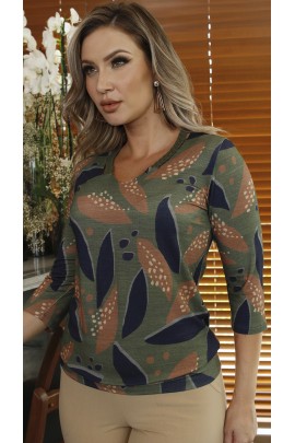 044952 Blusa Ramany Manga 3/4 Estampada de Cós